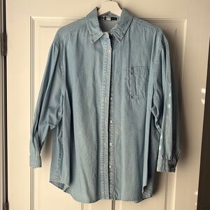 Vintage Blast Light Blue Western Denim 100% Cotton Button-Up Shirt - 2X